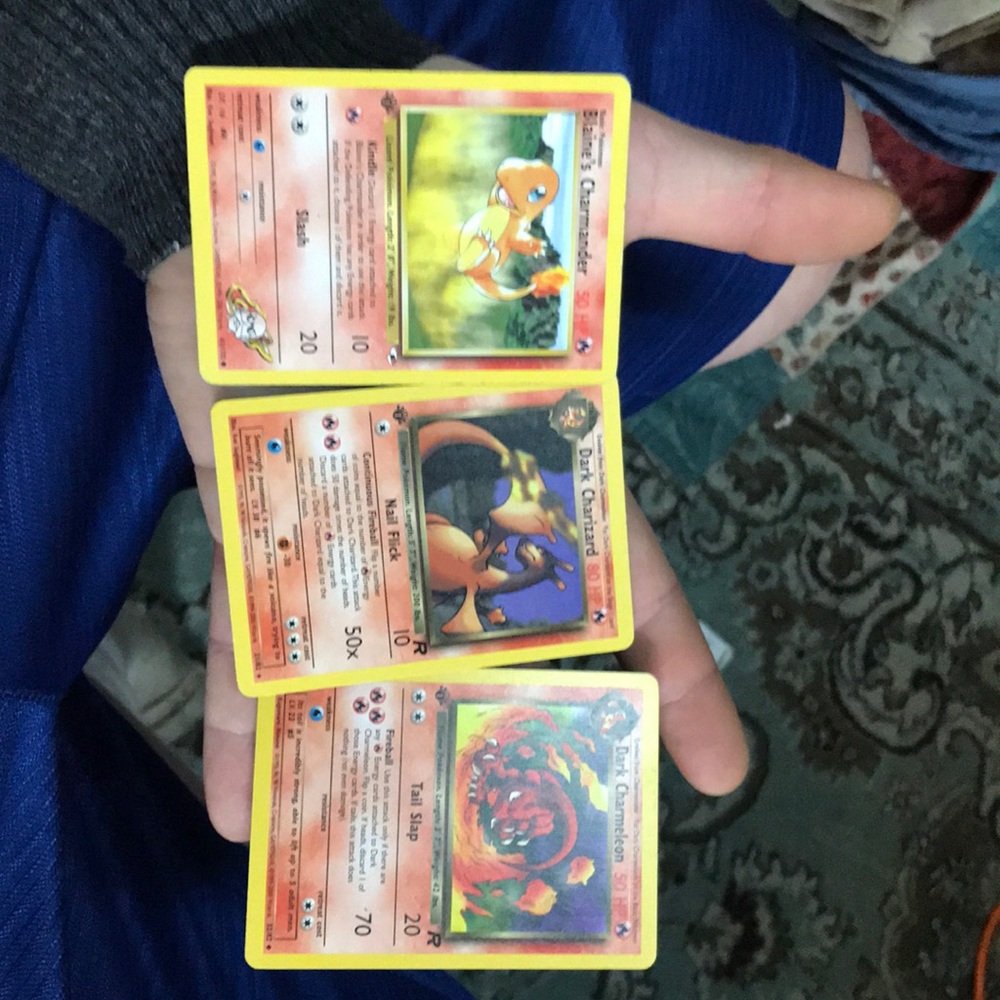 Set of three Pokémon cards first edition